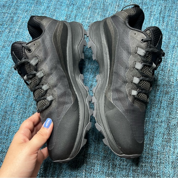 Merrell Moab Speed Trail Running Shoes in Black Asphalt Vibram Soles - Picture 6 of 9